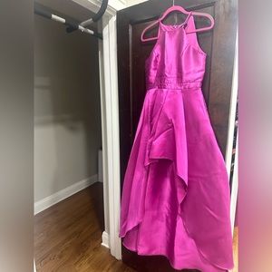 Magenta high low dress.